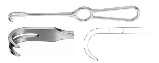 КОХЕР РЕТРАКТОР 2-ЗУБ. НАПІВГОСТР. 16X9 220MM